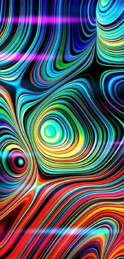 Vibrant abstract swirl wallpaper with bold colors.