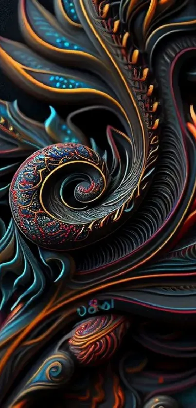 Intricate and vibrant abstract swirl design for mobile wallpaper.