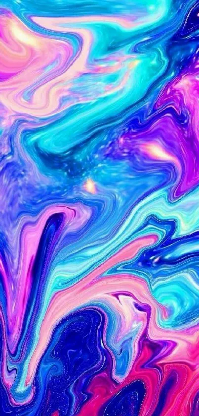 Vibrant abstract swirl design with blue and pink hues.