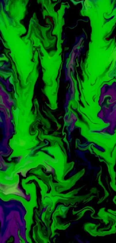 Vibrant green and purple swirl abstract wallpaper for phones.