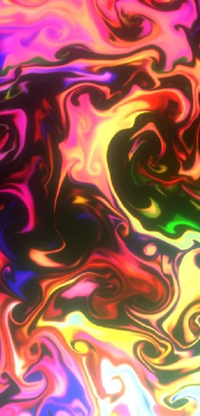 Vibrant abstract swirl wallpaper with colorful blend.