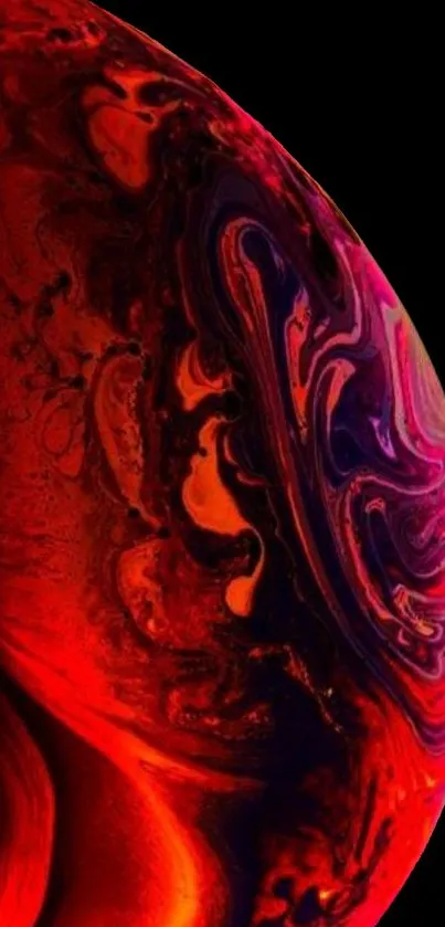 Vibrant red and purple abstract swirl wallpaper for mobile devices.