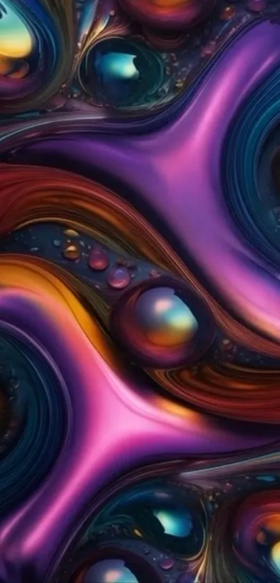 Vibrant abstract swirls in purple and blue hues creating a stunning mobile wallpaper.