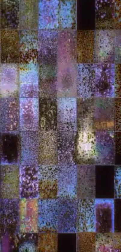 Vibrant abstract tile pattern with purple hues.