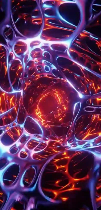 Vibrant abstract tunnel art with neon glow.