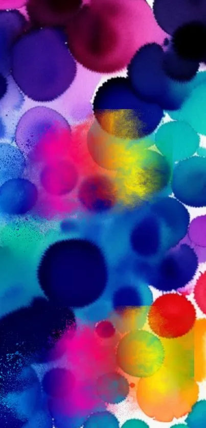 Vibrant abstract watercolor wallpaper with colorful splashes.