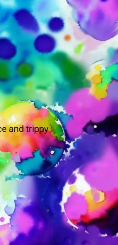 Vibrant abstract watercolor wallpaper with colorful circles and splashes.