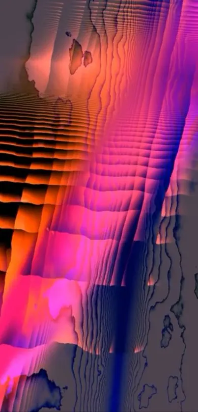 Vibrant abstract wave art with pink and orange hues.