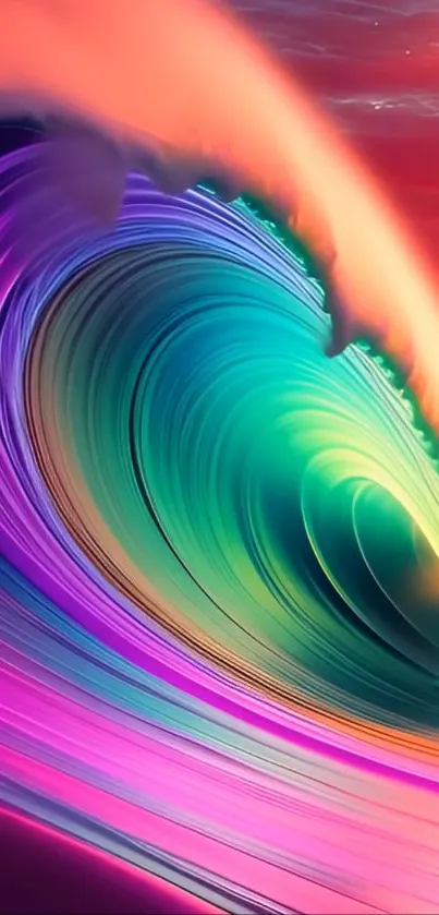 Vibrant abstract wave with colorful gradients.
