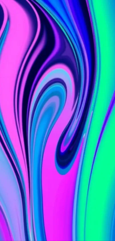 Vibrant abstract wave design in blue and pink.