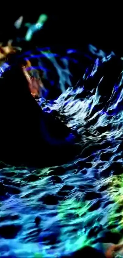 Vibrant abstract waves with blues and greens in motion.