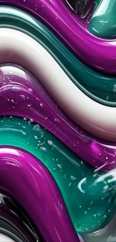Vibrant abstract waves design with bold colors.
