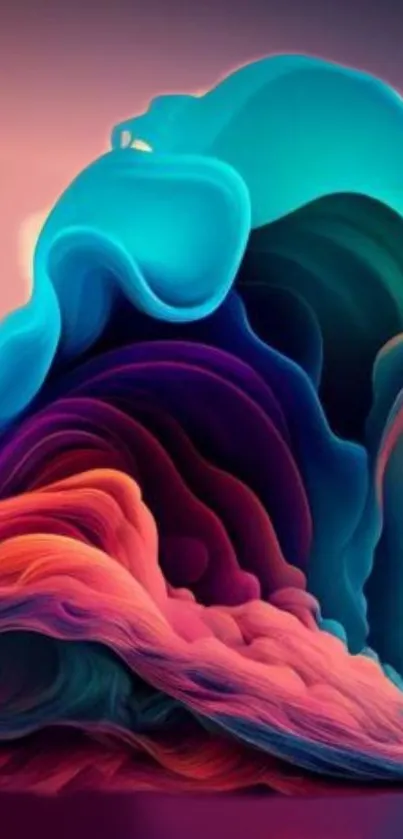 Vibrant abstract waves with colorful swirling patterns for mobile wallpaper.