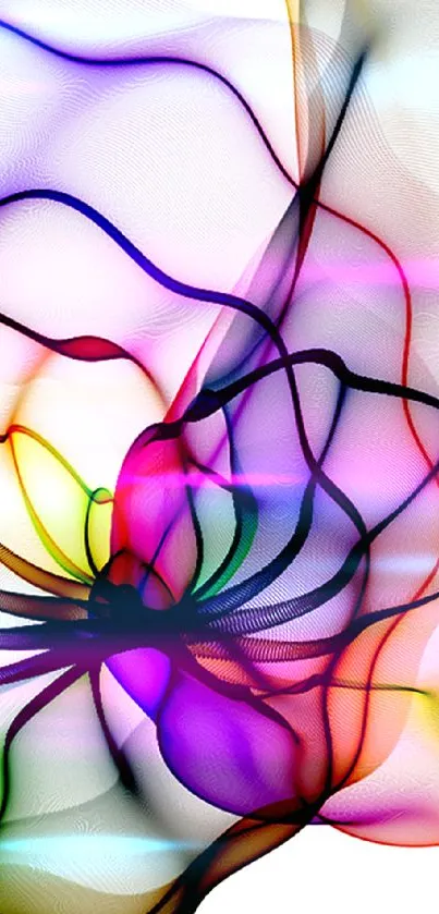 Vibrant abstract waves wallpaper with colorful patterns.