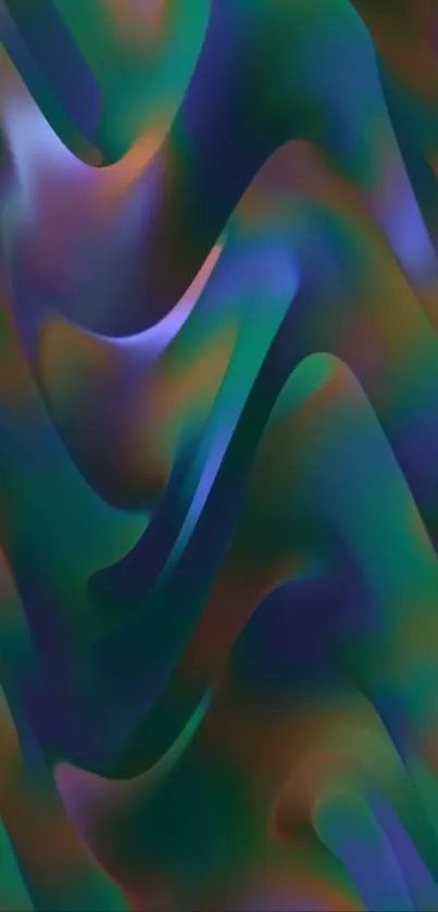 Colorful abstract waves with blue-green gradient.