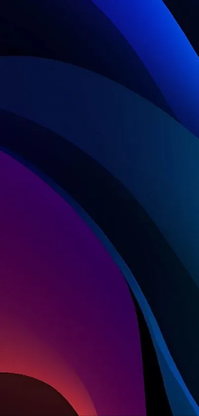 Vibrant abstract waves with blue and purple hues creating a dynamic wallpaper.
