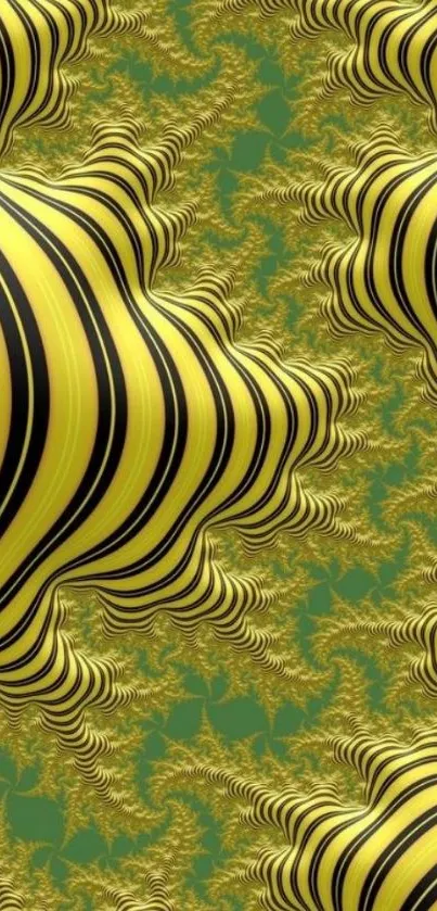 Yellow and green abstract fractal wallpaper design.