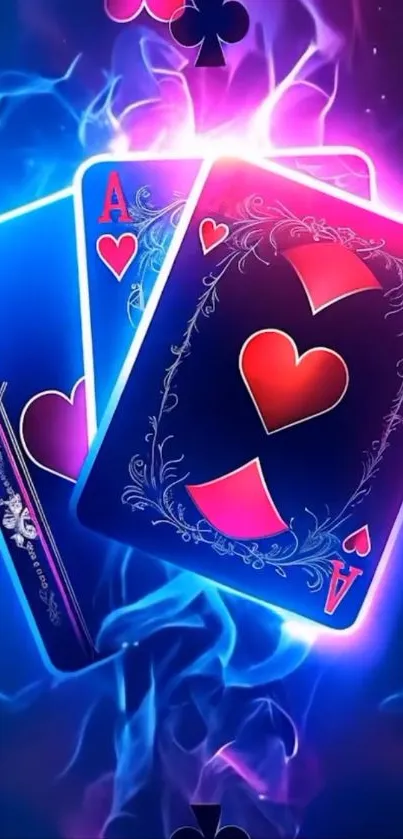 Glowing ace of hearts art with vibrant colors.