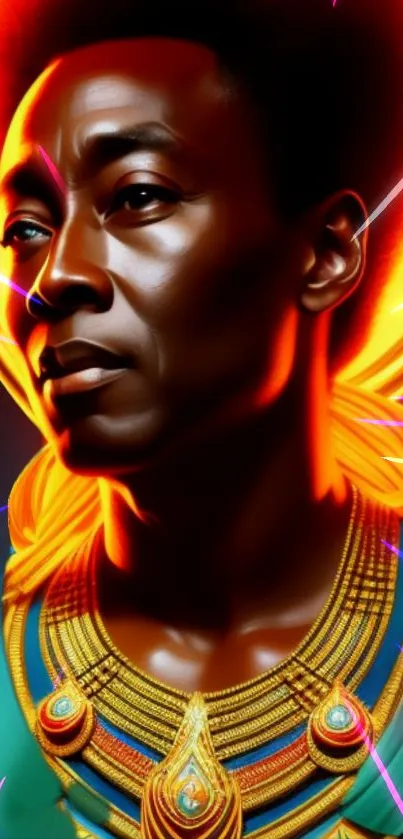 Stunning Afrocentric digital art portrait with vibrant colors and patterns.