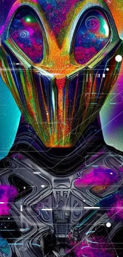 Vibrant alien-themed mobile wallpaper with colorful abstract design.