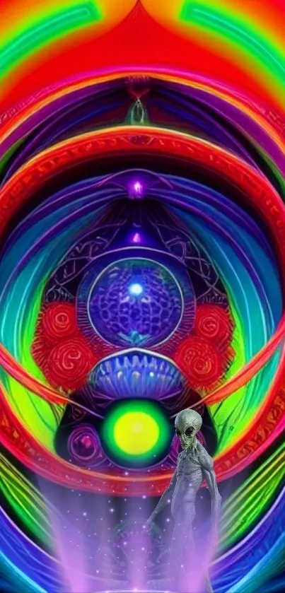 Vibrant alien art wallpaper with surreal colors and abstract design.