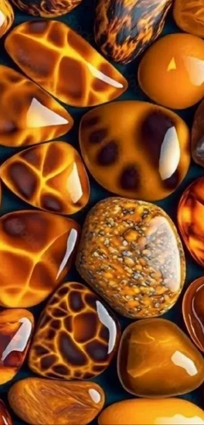 Vibrant amber stones mobile wallpaper design.