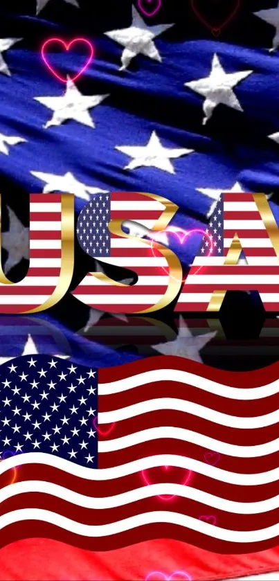 American flag with stars and stripes, vibrant mobile wallpaper.