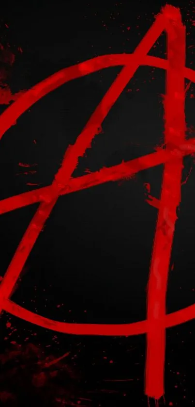 Graffiti-style red anarchy symbol on a black background wallpaper.