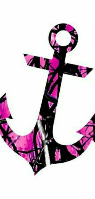 Pink and black artistic anchor design on white background.