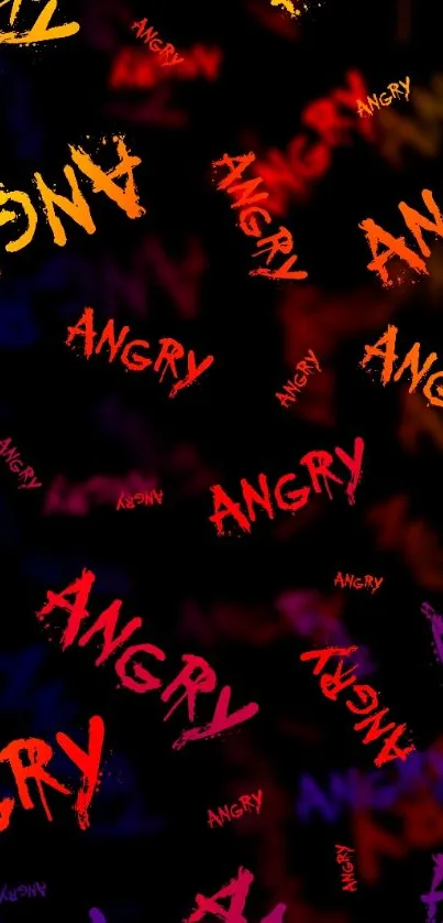 Colorful 'Angry' text on black background wallpaper.