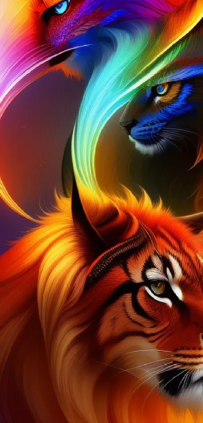 Vibrant animal art wallpaper with dynamic colors and wildlife illustrations.