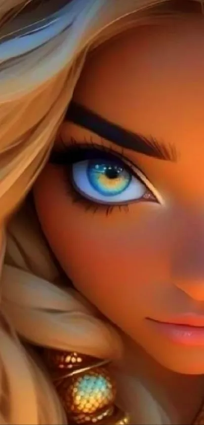 Close-up of a vibrant animated eye with intricate details.