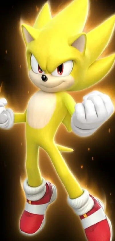 Vibrant animated hero with glowing yellow aura on black background.