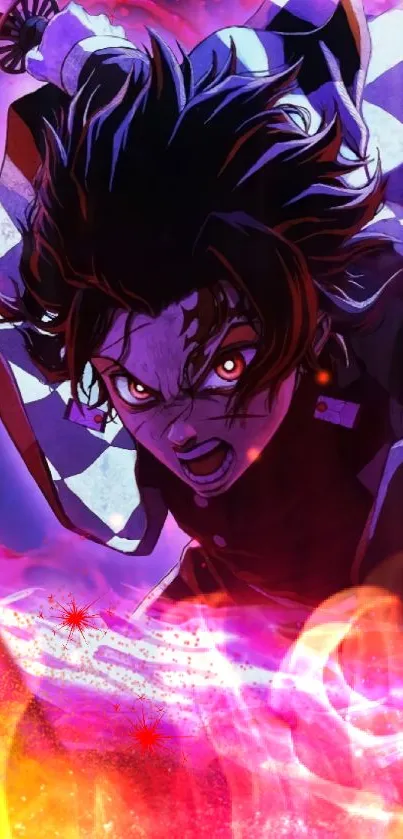 Dynamic anime wallpaper with vibrant colors and action scene.