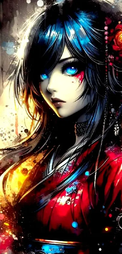 Anime art wallpaper with a mysterious character in vivid colors.