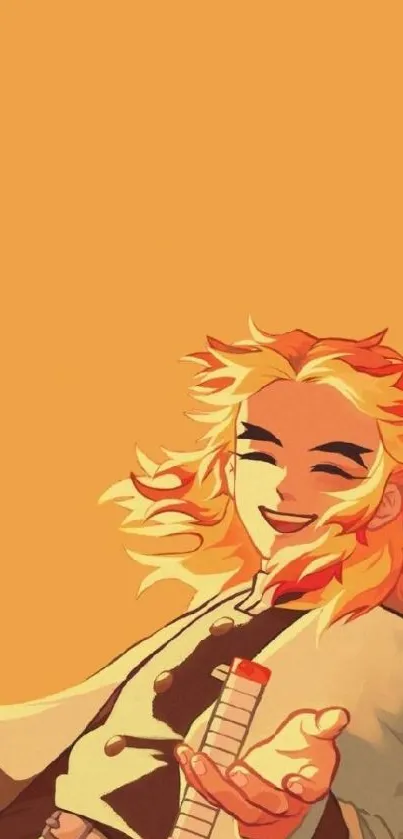 Vibrant anime character with orange background.