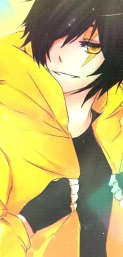 Anime character with yellow jacket in vibrant style.