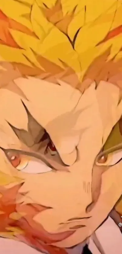 Close-up of a vibrant anime character with yellow and orange hues.