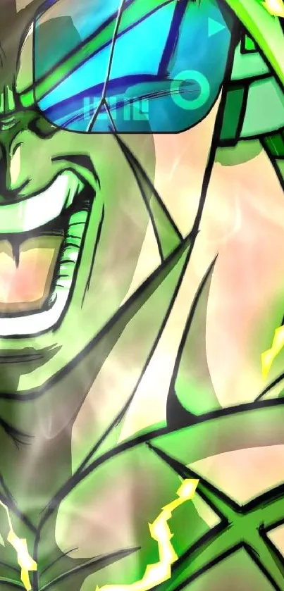 Vibrant anime character with neon green energy and dynamic expression.