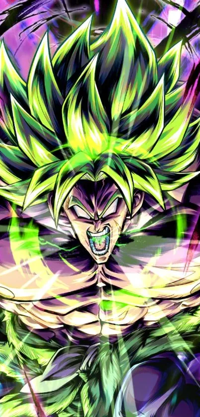 Energetic anime character with neon green hair.