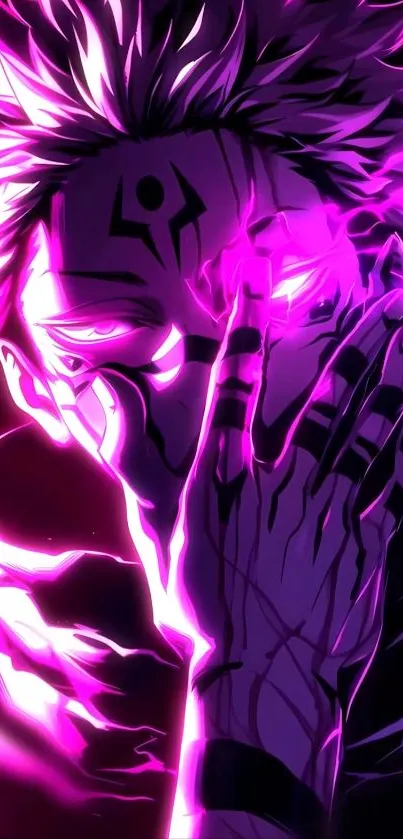 Anime character with vibrant purple glow