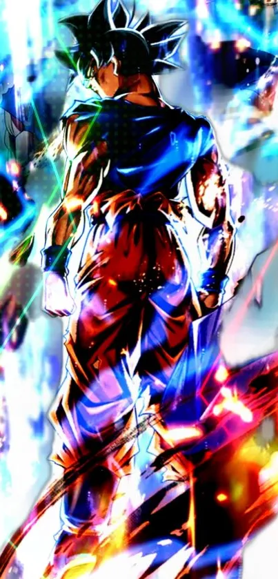 Vibrant anime character with dynamic colors on mobile wallpaper.