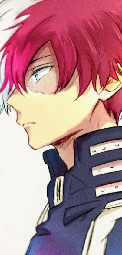 Anime character with pink and blue hair in vibrant colors.