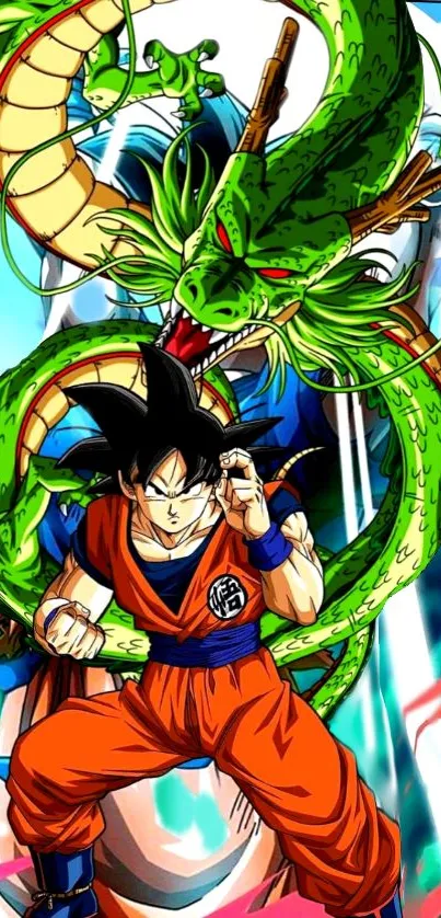 Anime character with a green dragon in vibrant colors.