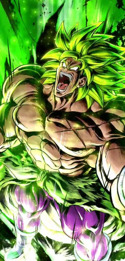 Anime character surrounded by vibrant green energy.