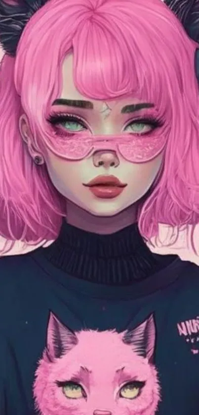 Anime character with vibrant pink hair and style.