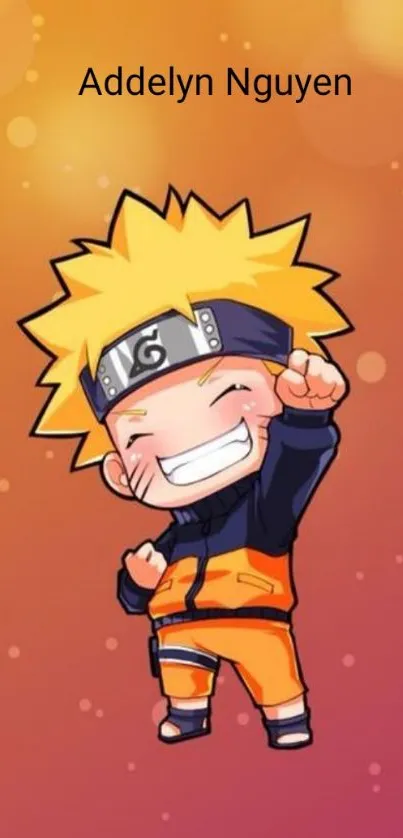 Vibrant Naruto anime character with orange background.