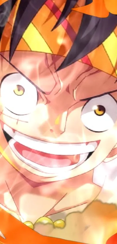 Anime character with vibrant orange hues and dynamic expression.