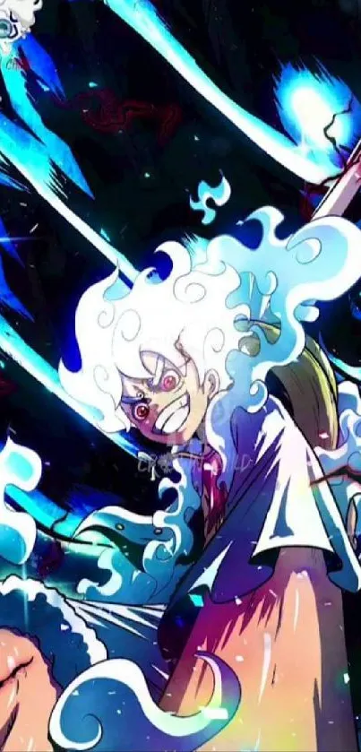 Dynamic anime character with vibrant energy theme.