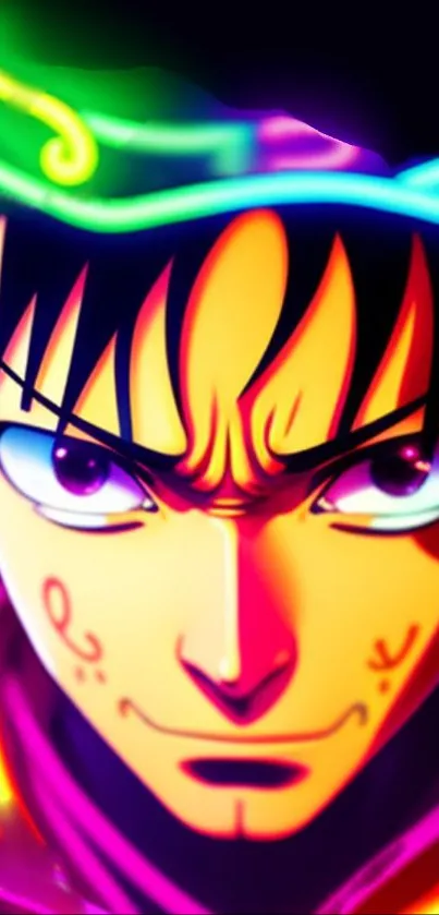 Vibrant anime character with neon colors.